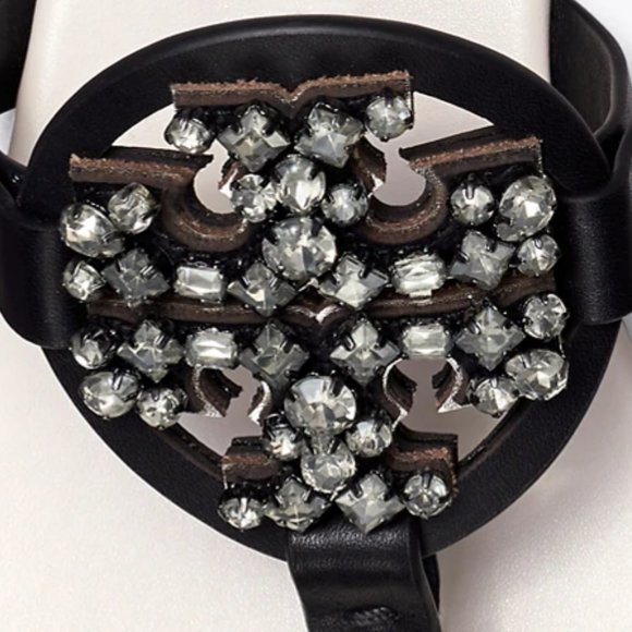 Tory Burch MANY SIZES CRYSTAL MILLER SOFT SANDAL Embellished Jeweled Two Tone - Picture 9 of 10